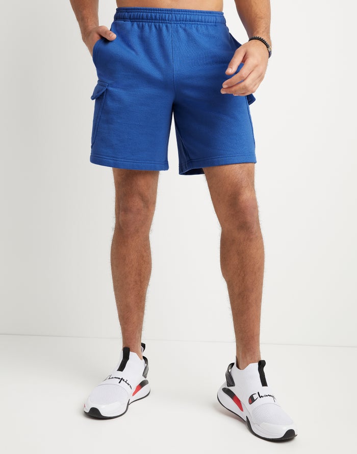 Champion Mens Shorts NZ - Powerblend Fleece Cargo Blue ( 6785-UCRLN )